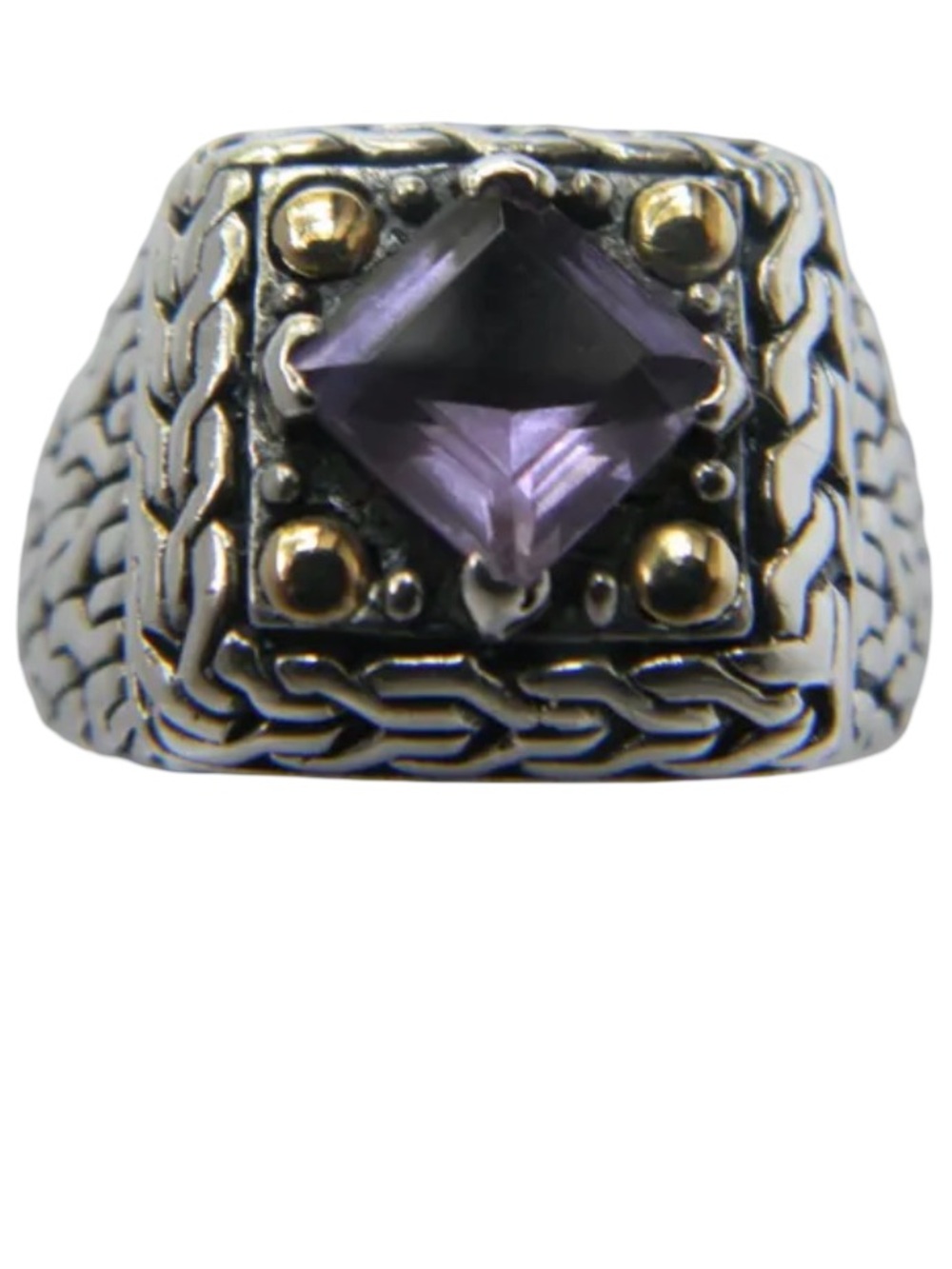 18k Gold & Sterling Silver Amethyst Ring